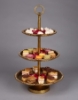 Picture of Antique Gold Cupcake Stand 3-Tier with Rhinestone Border Trays  | 12"Dx20"H |  Item No. 16147
