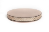 Picture of Rose Gold Mirror Cake Stand with 4 Rows of Square Mirror Chips Border |14"Dx 2.75"H |  Item No. 16201