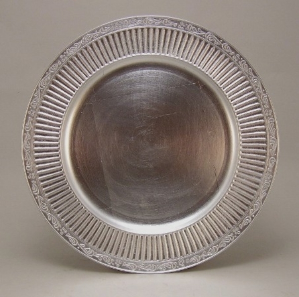Picture of Charger Plate Silver Acrylic Embossed Border Set/12  | 13"Diameter |  Item No. 44616
