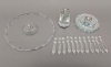 Picture of Crystal Cup Cake Stand Round on Pedestal Base 12 Hanging Strands  | 9"Dx6"H |  Item No. 20290 FREE SHIPPING