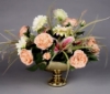 Picture of Gold Mercury Glass Bowl Dry Flower Arrangement Smooth on Pedestal Set/2  | 6.75"Dx5.25"H |   Item No.16003 SOLD AS IS