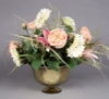 Picture of Gold Bowl Mercury Glass Dry Flower Arrangement with Lines | 8"Dx6"H | Item No. 16005