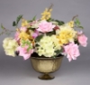 Picture of Gold Bowl Mercury Glass Dry Flower Arrangement with Lines | 8"Dx6"H | Item No. 16005