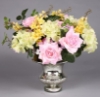 Picture of Silver Bowl Mercury Glass Dry Flower Arrangement Urn Shaped | 8"Dx7"H | Item No. 16122