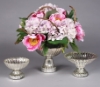 Picture of Silver Bowl Mercury Glass Dry Flower Arrangement Ribbed Pattern | 8"Dx5"H | Item No. 16128