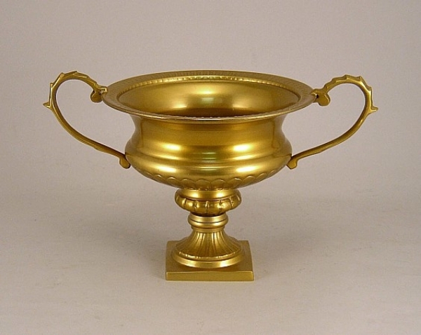 Picture of Antique Gold on Aluminum Bowl with Handles Pedestal Base  | 8"Dx7"H |  Item No. 51473X  SOLD AS IS
