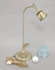 Picture of Goose Neck Brass Electric Lamp with Blue Tulip Glass Shade | 14"Wx17.5"H |  Item No. 07127