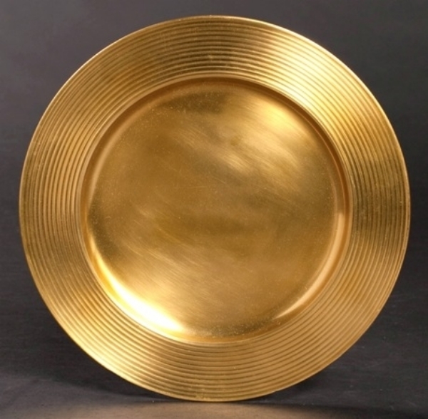 Picture of Charger Plate Antique Gold Finish on Brass Round  Set/4  | 12"Diameter |  Item No. 37014