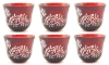 Picture of Votive Candle Holder Red Color Glass Leaf Cut Etching Set of 6  |3"Dx2.5"H|  Item No.20626