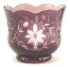 Picture of Votive Candle Holder Scalloped Rim Amethyst Color Etched Glass Set of 6 |3.5"Dx2.75"H|  Item No.20653