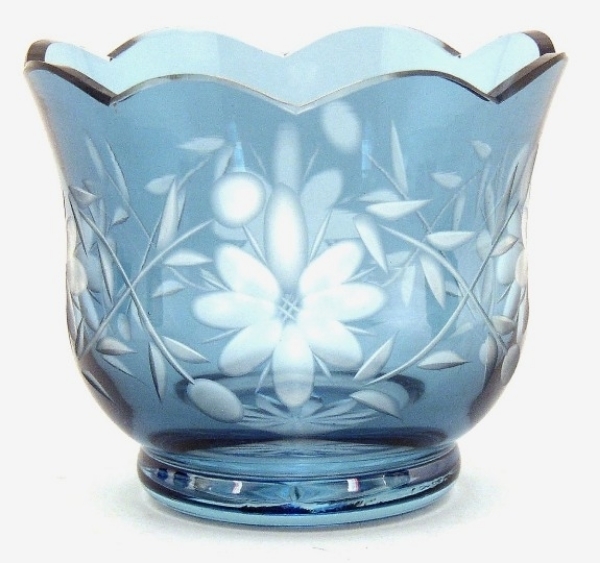 Picture of Votive Candle Holder Scalloped Rim Light Blue Color Glass Set of 5 |3.5"Dx2.75"H|  Item No.20663