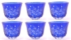 Picture of Votive Candle Holder Floral Etched Blue Color Glass Set of 6 |3"Dx2.5"H|  Item No.20644