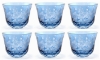 Picture of Votive Candle Holder Floral Etching  Light Blue Color Glass Set of 6 |3"Dx2.5"H|  Item No.20664