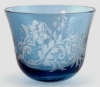 Picture of Votive Candle Holder Leaf Etching Light Blue Color Glass  Set of 6 |3"Dx2.5"H|  Item No.20666