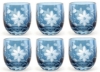 Picture of SOLD Votive Candle Holder Flower Etching Light Blue Color Glass Set of 6 |2.25"Dx2.25"H|   Item No.20665