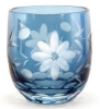 Picture of SOLD Votive Candle Holder Flower Etching Light Blue Color Glass Set of 6 |2.25"Dx2.25"H|   Item No.20665
