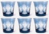 Picture of Votive Candle Holder Etched Leaf Design Light Blue Color Glass Set of 6  |3.5"Dx3.25"H|  Item No.20661
