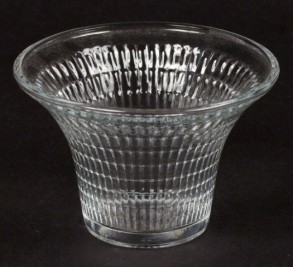 Picture of Set/4 Votive Candle Holder Clear Glass Hatch Pattern Flared  |5"Dx3.5"H|   Item No. 00855