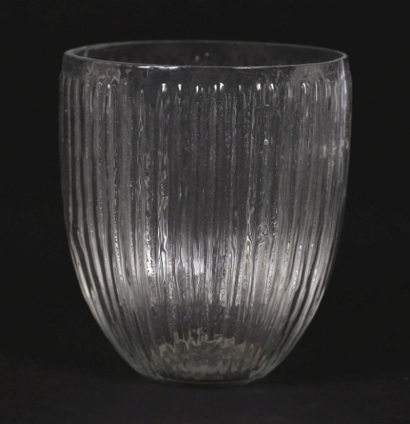 Picture of Set/6 Votive Candle Holder Clear Glass with Lines  |3.5"Dx4"H|  Item No. 16081