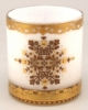 Picture of Votive Candle Holder White Glass with Gold Print Cylinder Set of 6 |2.75"Dx3"H|  Item No. 20713