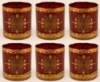 Picture of Votive Candle Holder Red Glass with Gold Print Cylinder Set of 6 |2.75"Dx3"H|  Item No. 20733