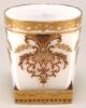 Picture of Votive Candle Holder White Glass with Gold Print Square Base Set of 6 |3"Dx3.5"H|  Item No. 20711