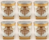 Picture of Votive Candle Holder Light Blue Glass with Gold Print Square Base Set of 6 |3"Dx3.5"H|   Item No. 20721