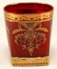 Picture of Votive Candle Holder Red Glass with Gold Print Square Base Set of 6 |3"Dx3.5"H| Item No. 20731