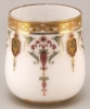 Picture of Votive Candle Holder White Glass with Gold Print Oval Set of 2 |3"Dx3.5"H|  Item No. 20712