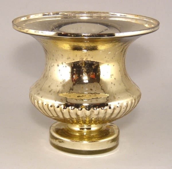Picture of Gold Bowl Vase Mercury Glass Dry Flower Arrangement Urn Shape | 8"Dx7"H | Item No. 16102