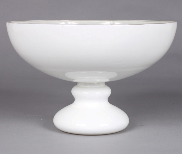 Picture of Compote Bowl Vase Glass White Pedestal Base Round Smooth  | 10"D x 6.25"H |  Item No. 16021