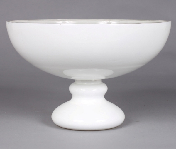 Picture of White Bowl Glass Half Round on Pedestal Base  | 10"D x 6.25"H |  Item No. 16021