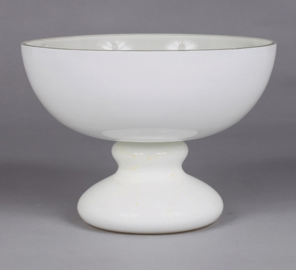 Picture of Compote Bowl Vase Glass White Pedestal Base Round Smooth  | 7.75"D x 5.5"H |  Item No. 16022