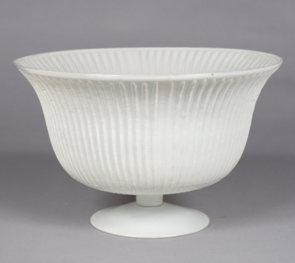 Picture of Compote Bowl Vase Glass White Pedestal Base Round Fluted  | 10"D x 6.5"H |  Item No. 16024