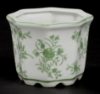 Picture of Green Floral Print on White Ceramic Planter Octagonal Set/4  | 5"Wx3.75"H |  Item No. 71305