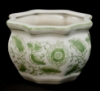 Picture of Green Floral Print on White Ceramic Planter Octagonal Set/4  | 5"Wx3.5"H |  Item No. 71308