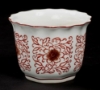 Picture of Red Floral Print on White Ceramic Planter Round Scalloped Rim Set/4  | 5"Dx3.5"H |  Item No. 71406