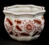 Picture of Red Floral Print on White Ceramic Planter Octagonal Set/4  | 5"Wx3.5"H |  Item No. 71408