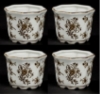 Picture of Brown Floral Print on White Ceramic Planter Octagonal Set/4  | 5"Wx3.75"H |  Item No. 71505
