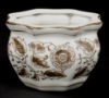 Picture of Brown Floral Print on White Ceramic Planter Octagonal Set/4  | 5"Wx3.5"H |  Item No. 71508