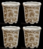 Picture of Brown Floral Print on White Ceramic Planter Hexagonal Wavy Top Set/4  | 4.5"Wx4.5"H |  Item No. 71507