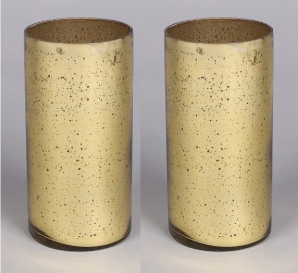 Picture of Gold Mercury Glass Cylinder Vase Set/2  | 4"Dx8"H |  Item No 16010