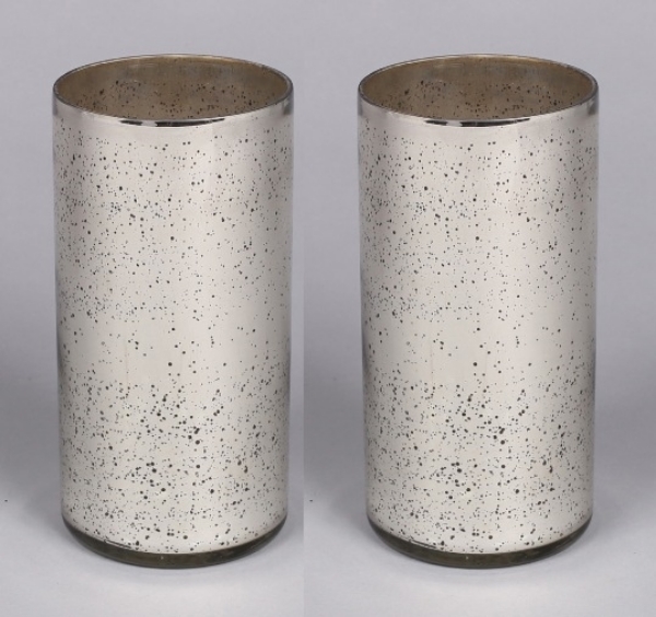 Picture of Silver Mercury Glass Cylinder Vase  Set/2 | 4"Dx8"H |  Item No. 16020