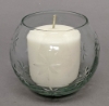 Picture of SOLD Brass Four Leaf Stand with Clear Glass Sphere Votive Holder  Set of 2  |5"D x 5.50"H|   Item No.09044