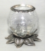Picture of Votive Candle Holder Clear Glass Ball on Silver Plated Lotus Base  5"Dx6"H  Item No.79006