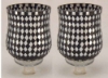 Picture of Peg Votive Candle Holder Mirror Mosaic Black  Set of 2  | 3.75"Dx5"H |  Item No. 21263