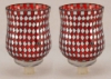 Picture of Peg Votive Candle Holder Mirror Mosaic Red  Set of 2  | 3.75"Dx5"H |  Item No.22263