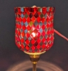 Picture of Peg Votive Candle Holder Mirror Mosaic Red Set of 4  |3"Dx4.25"H|  Item No.22264