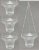 Picture of Hanging Votive Holder Clear Embossed Glass on Silver Chain Set of 4  |5"Dx13.5"H|  Item No.20855