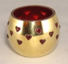 Picture of 3"D x 2.5"H  Votive Candle Holder Perforated Brass Ball Lined with Red Glass Set of 6   Item No.90501